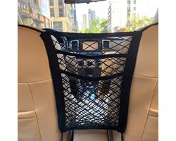 2-Pack auto huisdier isolatie mesh - 3-laags mesh opbergzak - Intrekbare opbergzak - Autostoel opbergzak - Achterbank kinderveiligheidshekje - Bestuurders opberg mesh tas - Autostoel net zak - zwart - 30*28cm
