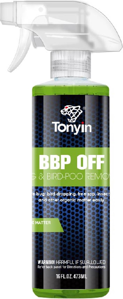 TONYIN - BPP OFF - Insecten en vogelpoep reiniger - 473ml - Verwijdert insectenresten, vogelpoep, teer, boomhars - Geschikt voor auto, motor en boot - TN19