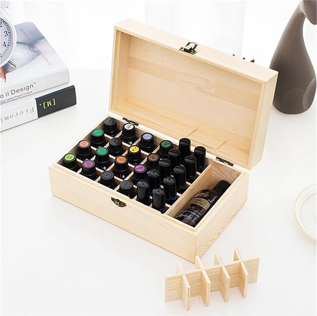 Goedkoopste Houten Essentiële Olie Organizer Houder Geuroliën Display Stand, 36 Gaten Opbergdozen Ruimte Geur Accessoires Koffer voor Nagellak, Geuroliën, Cosmetica, Geurolie