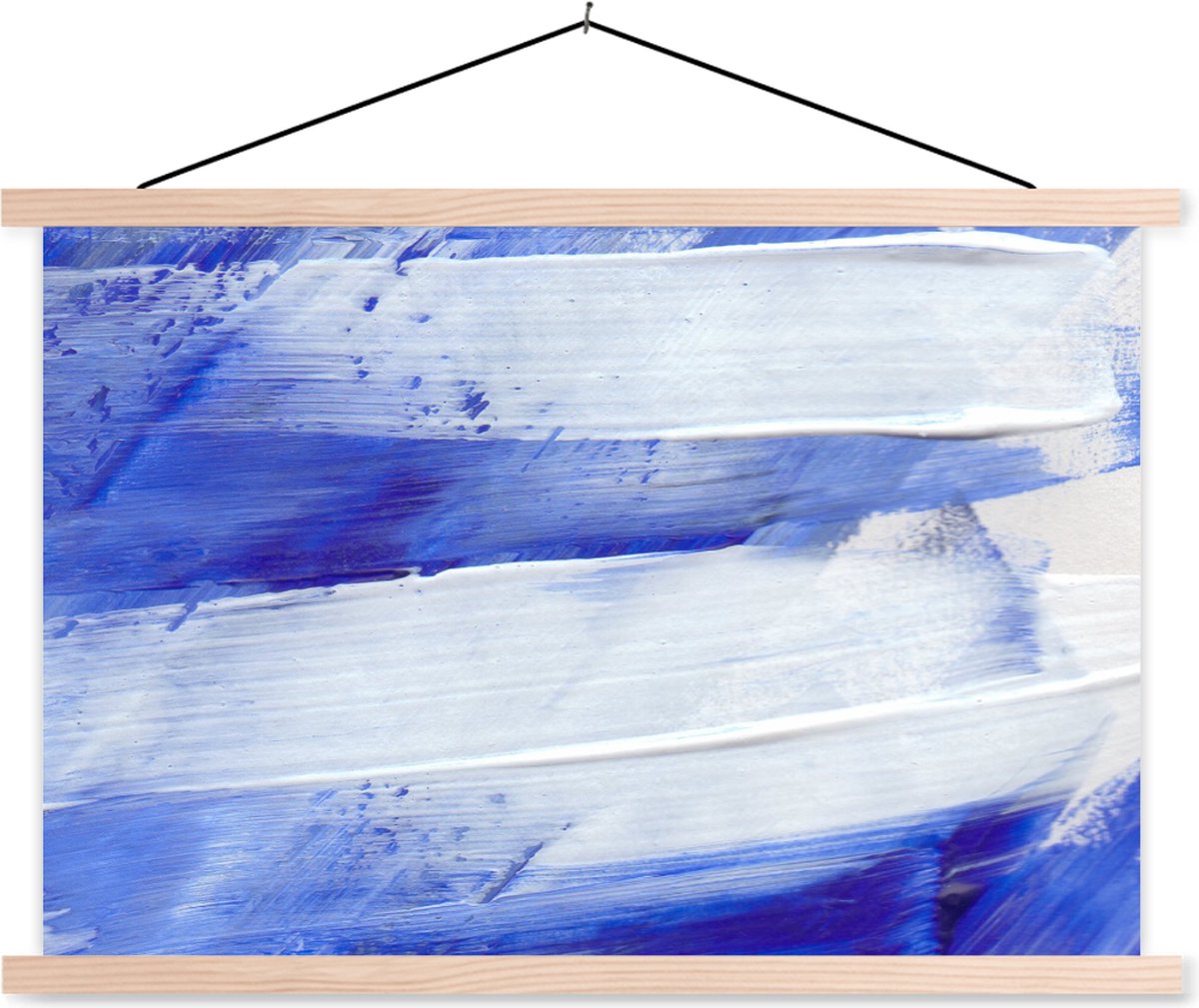 Posterhanger incl. Poster 90x60 cm - Schoolplaat - Verf - Design - Blauw - Textielposter -