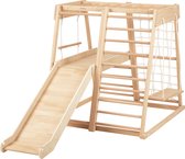Sunny Mickie Klimtoren van Hout Naturel – Montessori Speelgoed voor binnen – Incl. Glijbaan en Schommel – FSC Mix – EN71 veiligheidsnormen