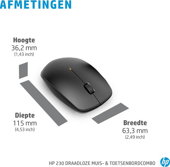HP 230 - Draadloos Toetsenbord en Muis - Qwerty - Zwart