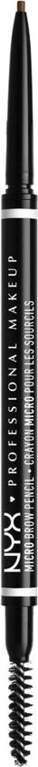 Zwart wenkbrauwpotlood met spiraalborsteltje en "NYX PROFESSIONAL MAKEUP" opdruk.