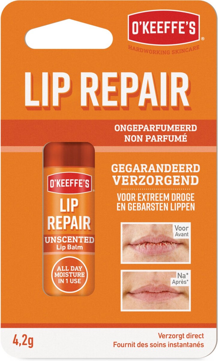 O'Keeffe's Lip Repair Unscented - 6 x 4,2 gr - Voordeelverpakking