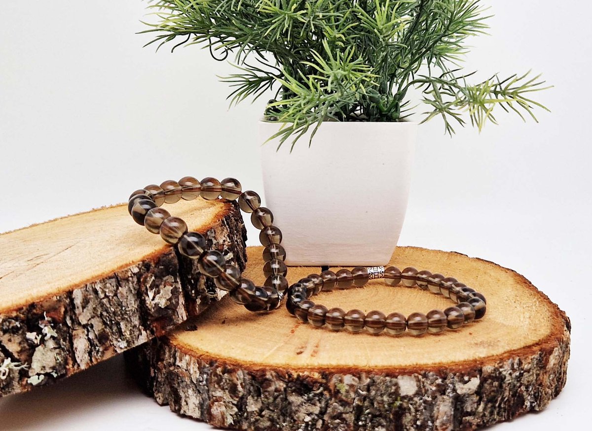 Handgemaakte Klassieke natuurstenen armband “ Rookkwarts ” - 10 mm diameter van de korrel- Diameter armband 20 cm - Een mooi cadeau voor familie en vrienden