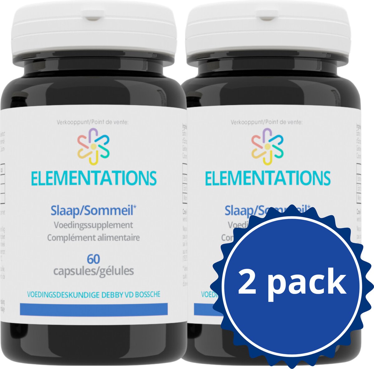 Goedkoopste Elementations Slaapsupplement - Met Melatonine, Eschscholzia Extract & Valeriaan - Natuurlijke Ondersteuning voor een Diepe en Herstellende Nachtrust - Duo Pakket - 2 x 60 capsules