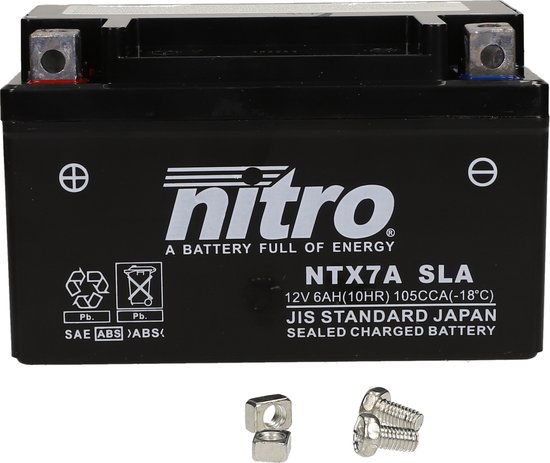 Nitro YB5L-BS 12V 5Ah Onderhoudsvrije Accu - NB5L-BS