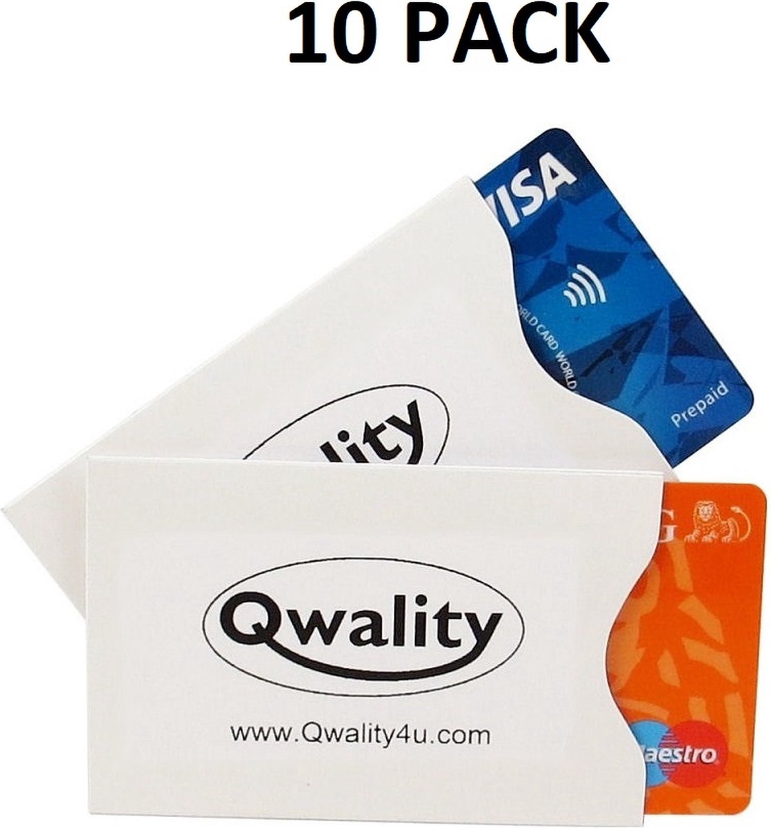 Qwality® RFID Betaalpas Houders 10 PACK - Creditcard Bescherming - Anti Skim Pasjeshouders - Kaarthouder Sleeves - Cardprotector Sleeve - Beschermhoesje tegen broekzak scammen