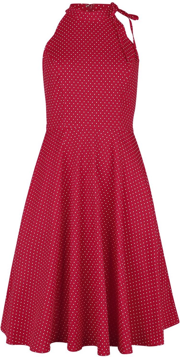 Banned Hattie Halter Spot Dames Midi-jurk - rood/wit - 3XL