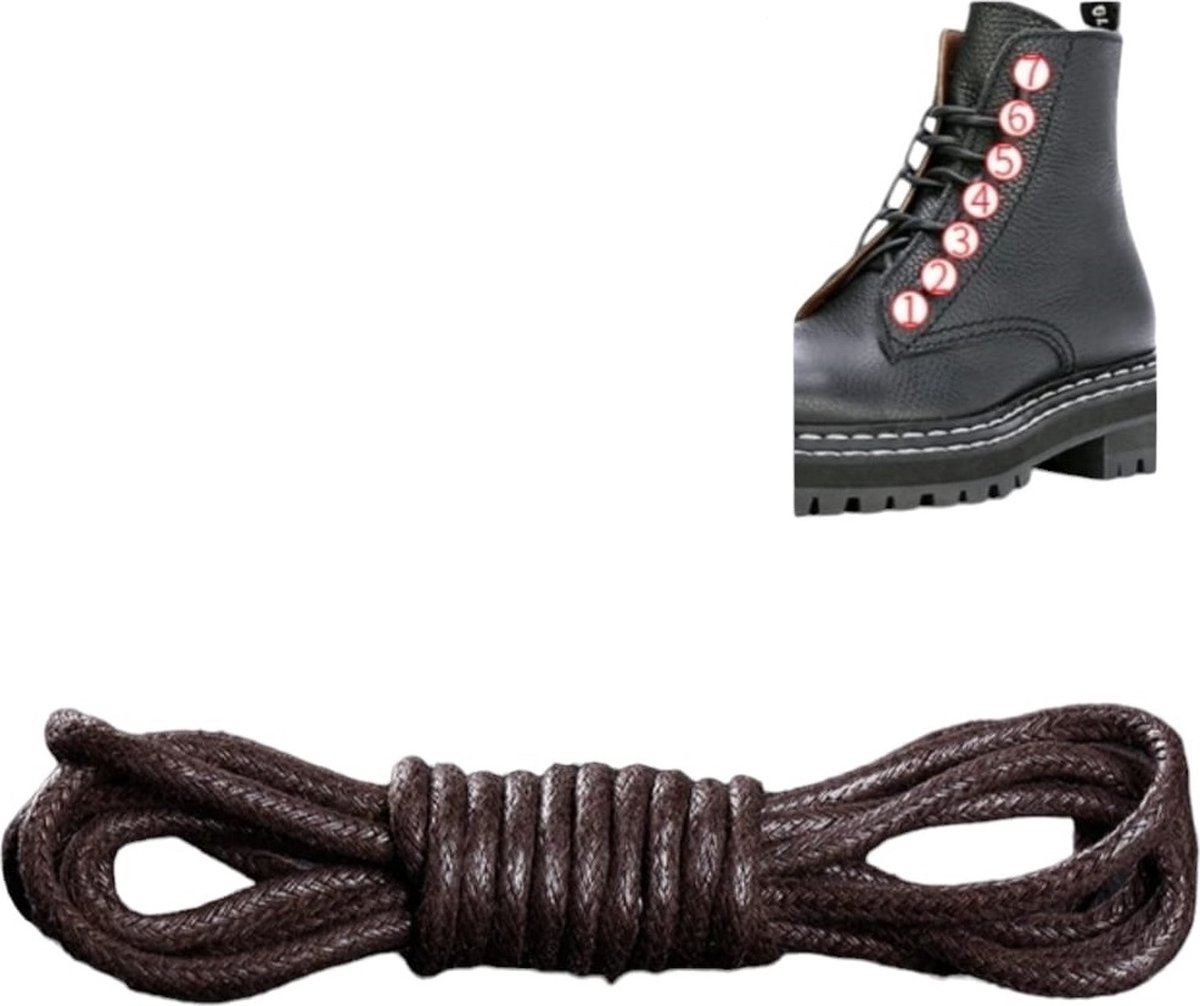 Ronde schoenveters Bruin - veter 140 CM - Gewaxt- Youhomy Shoelaces- Geschikt voor leder schoenen| Leder laarzen veters