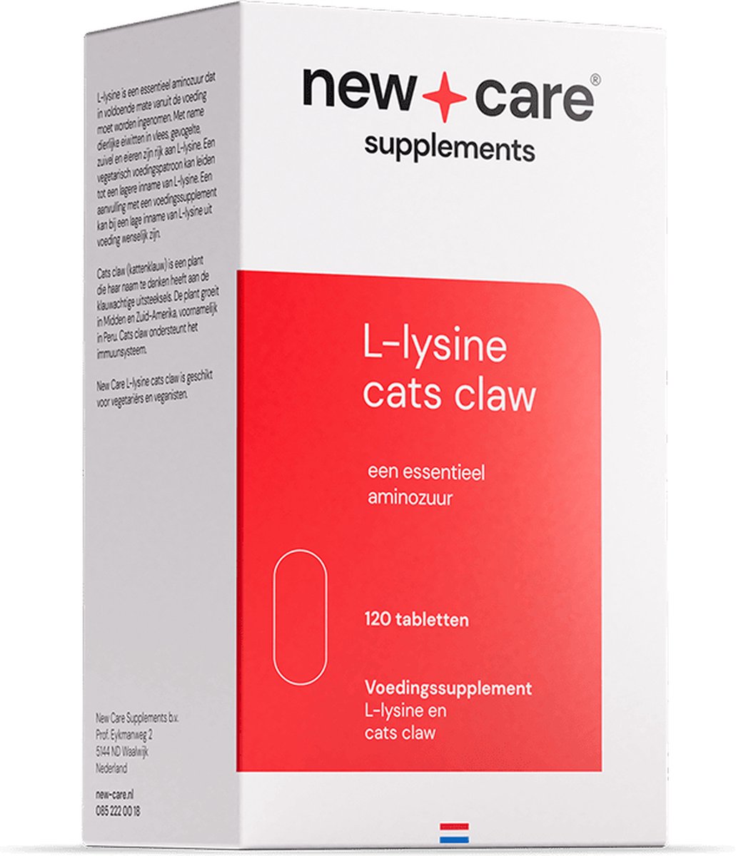 Goedkoopste New Care L-Lysine Cats Claw - 120 tabletten - vegan