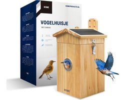 BOME Vogelhuisje met Camera en Audio - Hout - Nestkastje - Zonnepaneel