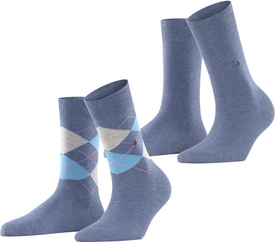 Burlington Everyday 2-Pack gedessineerd katoen multipack sokken dames blauw - maat 36-41
