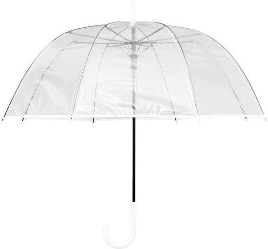 Parapluie dôme Kaaiman® - Transparent - Wit - Transparent - 8 panneaux - Coupe-vent - Opération 1 bouton - Convient pour événements - Mariage - Classique