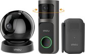 Imou Deurbel 2S Kit - Slimme Draadloze Video Deurbel - 2K QHD Beeldkwaliteit - 5000mAh Batterij - USB-C Snelladen - 166° Graden Gezichtsveld +Imou Rex 3D 3K(5MP) Camera WiFi Indoor 360° AI Smart Tracking Two Way Audio Compatible with Alexa for Baby