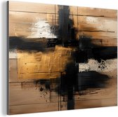 Décoration murale Métal - Peinture Aluminium Industriel - Moderne - Zwart - Or - Peinture - 80x60 cm - Dibond - Photo sur aluminium - Décoration murale industrielle - Pour le salon/chambre