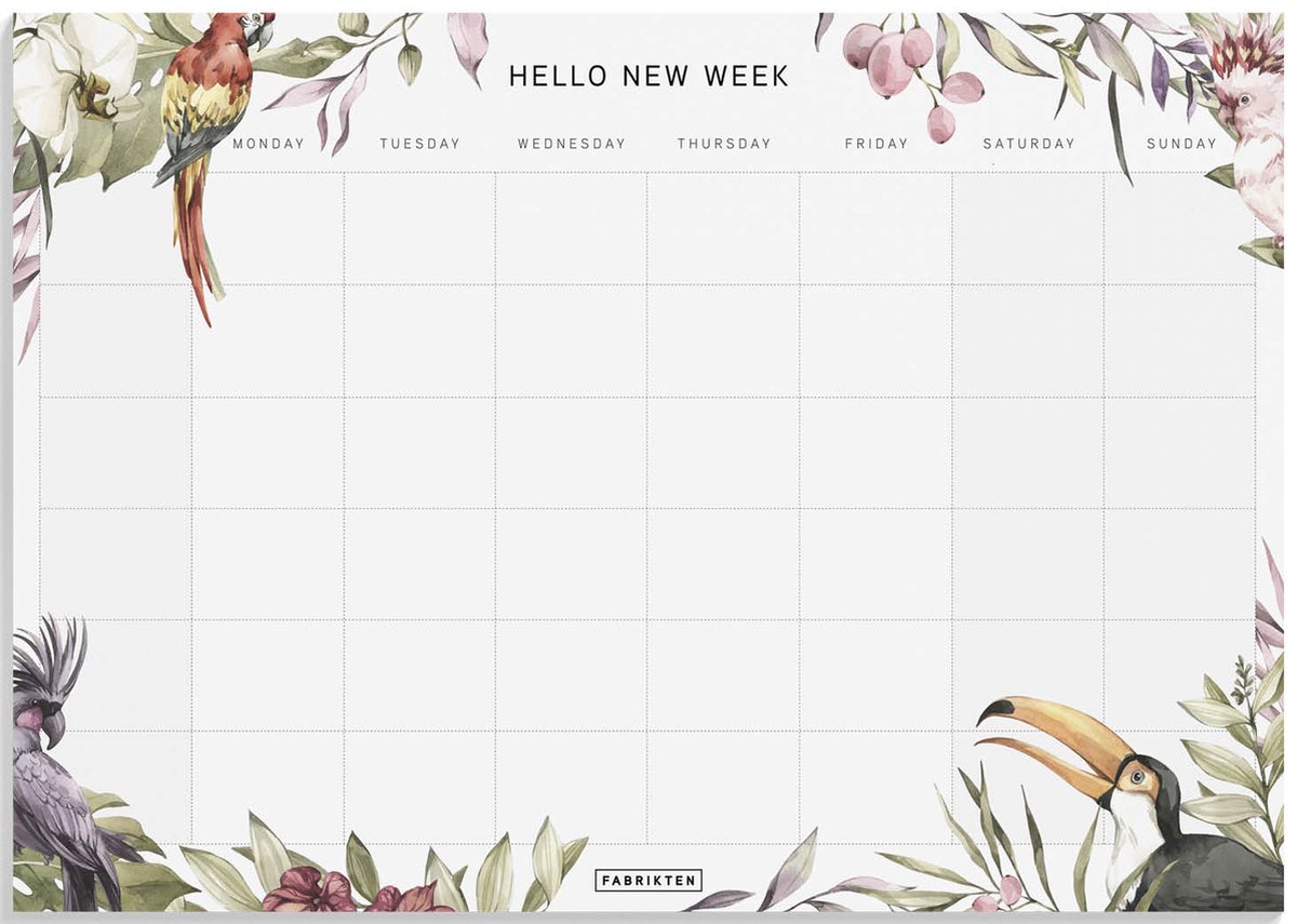 Fabrikten Weekplanner - Tropisch - Kleurrijk - Engels - A4