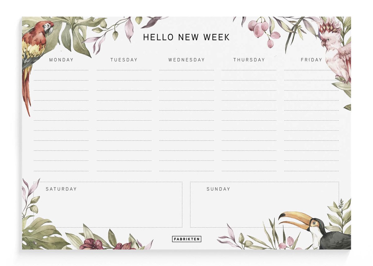Fabrikten Weekplanner - Compact - Tropisch - Kleurrijk - Engels - A5