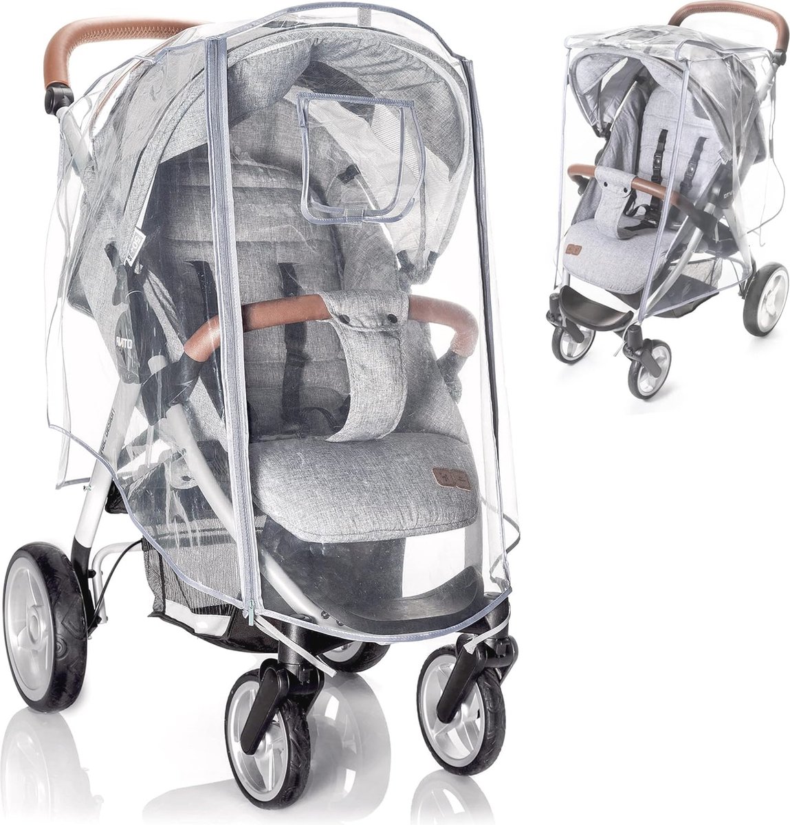 Universele Regenhoes voor Buggy - Waterdichte Bescherming met Ritssluiting en Contactraampje