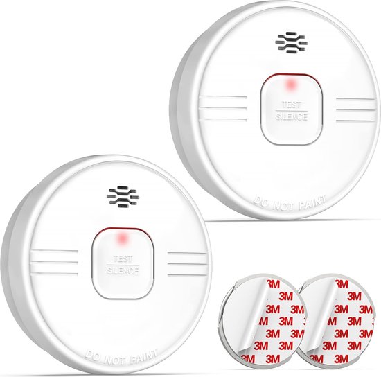 AEGISLINK S500 Rookmelder, set van 6, 10 jaar batterij, mini-foto-elektrische brandmelder, brandmelder met test-/mute-knop, zwakke batterijwaarschuwing