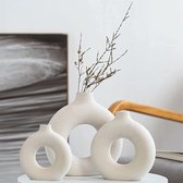 Vase En Céramique Corail – Blanc Crème – Design Nordique Moderne – Pour Fleurs Sèches (Herbe De La Pampa), Bouquets – Décoration De Table Salon