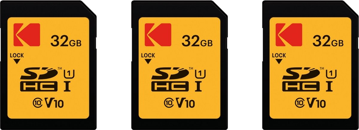 Pack de 3 Cartes Mémoire KODAK SDHC Ultra High Speed - 32 GB