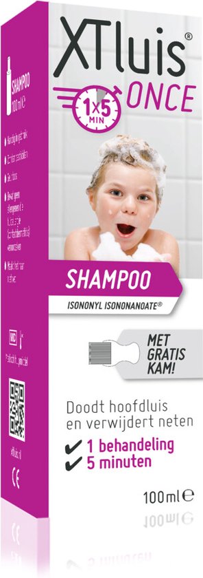 XT Luis – Once Shampoo – 100 ml – 1x5 Min Behandeling – Inclusief Kam – Tegen Hoofdluis & Neten