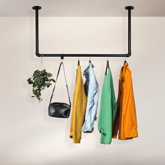 Kledingstang, industrieel ontwerp voor plafond, breedte 60 cm x hoogte 60 cm, kledingstang, kleedkamer, slaapkamer, kledingkast, inloopkast