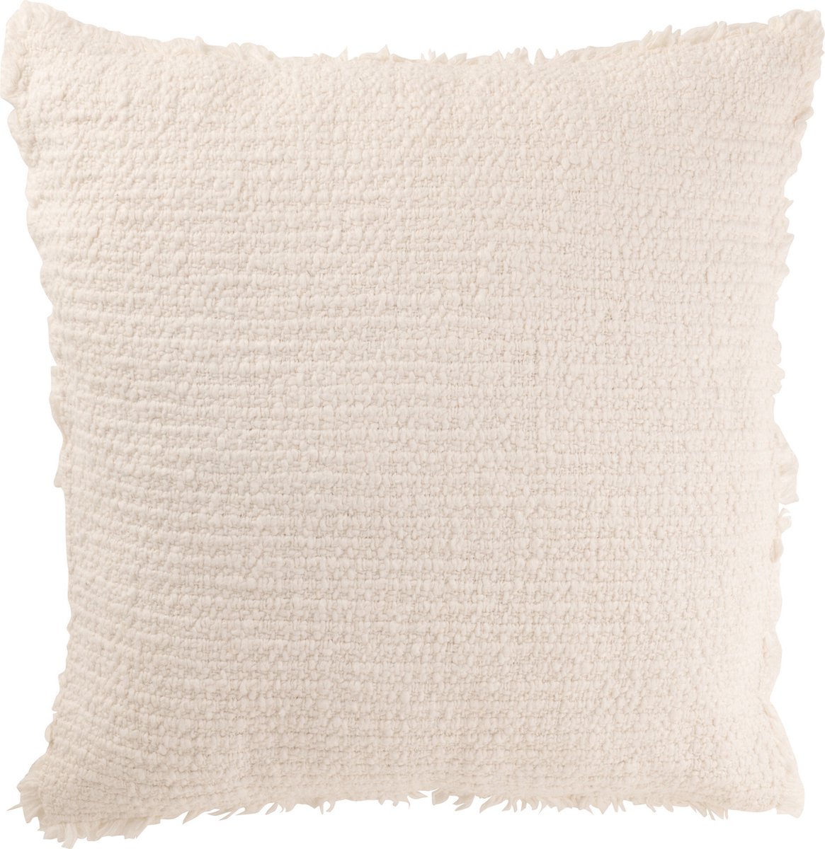 J-Line kussen Gerafelde Randen - katoen/polyester - wit