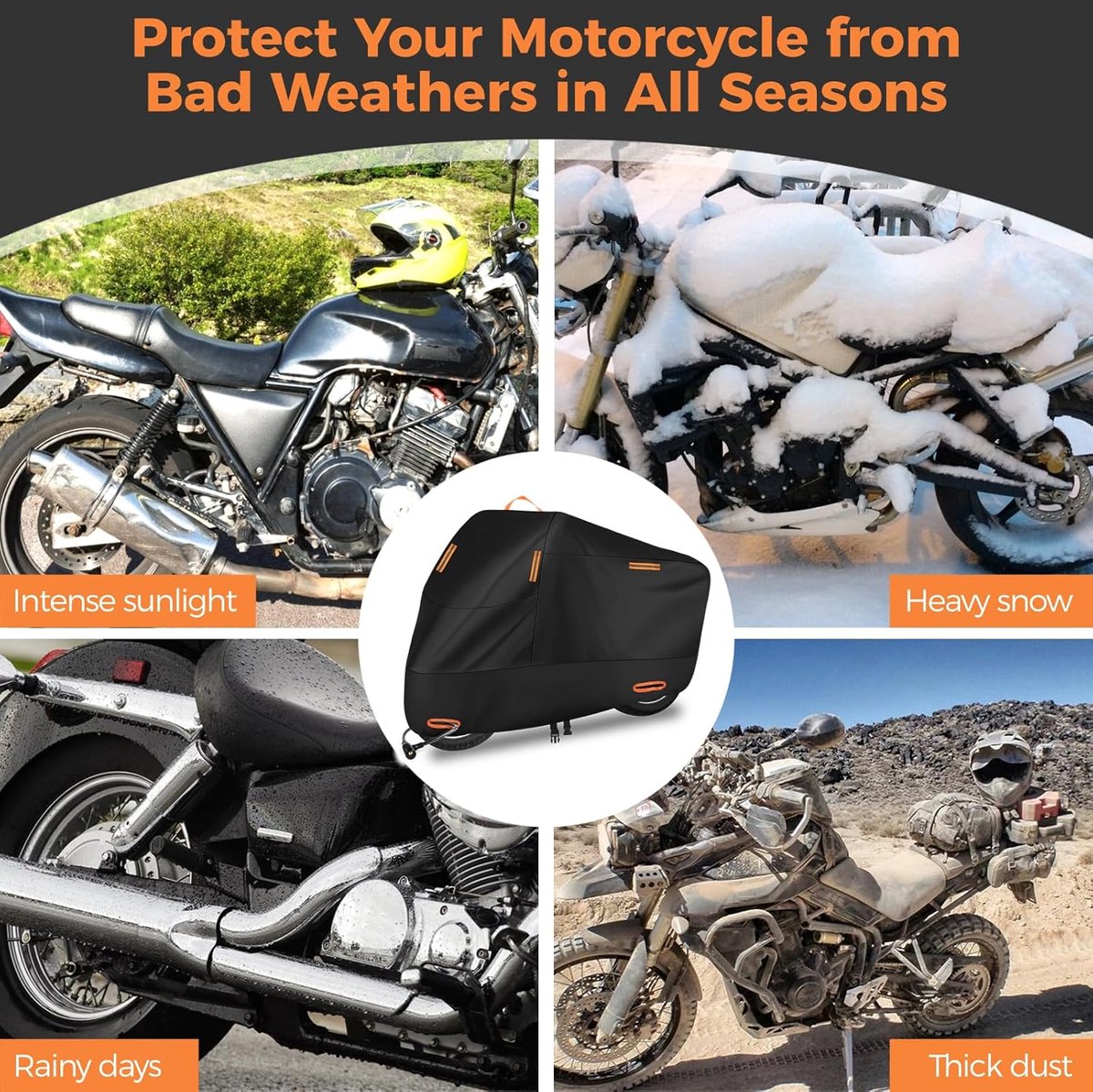 Motorafdekzeil, outdoor, motorhoes, waterdicht, winterbestendig