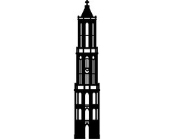 Houten Domtoren Utrecht – 38 cm Hoog x 7,5 cm Breed – Wanddecoratie/Muurdecoratie – Zwart