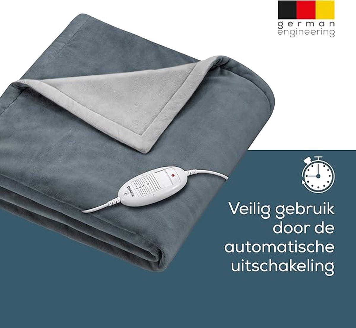 Thuys Warmtedeken – Verwarmde Deken – Elektrisch – Electric Blanket – Heating – Voor op de Bank – Stoel – 6 Temperaturen – Bovendeken – Blauw — cadeau in Wonen & Interieur - foto 5