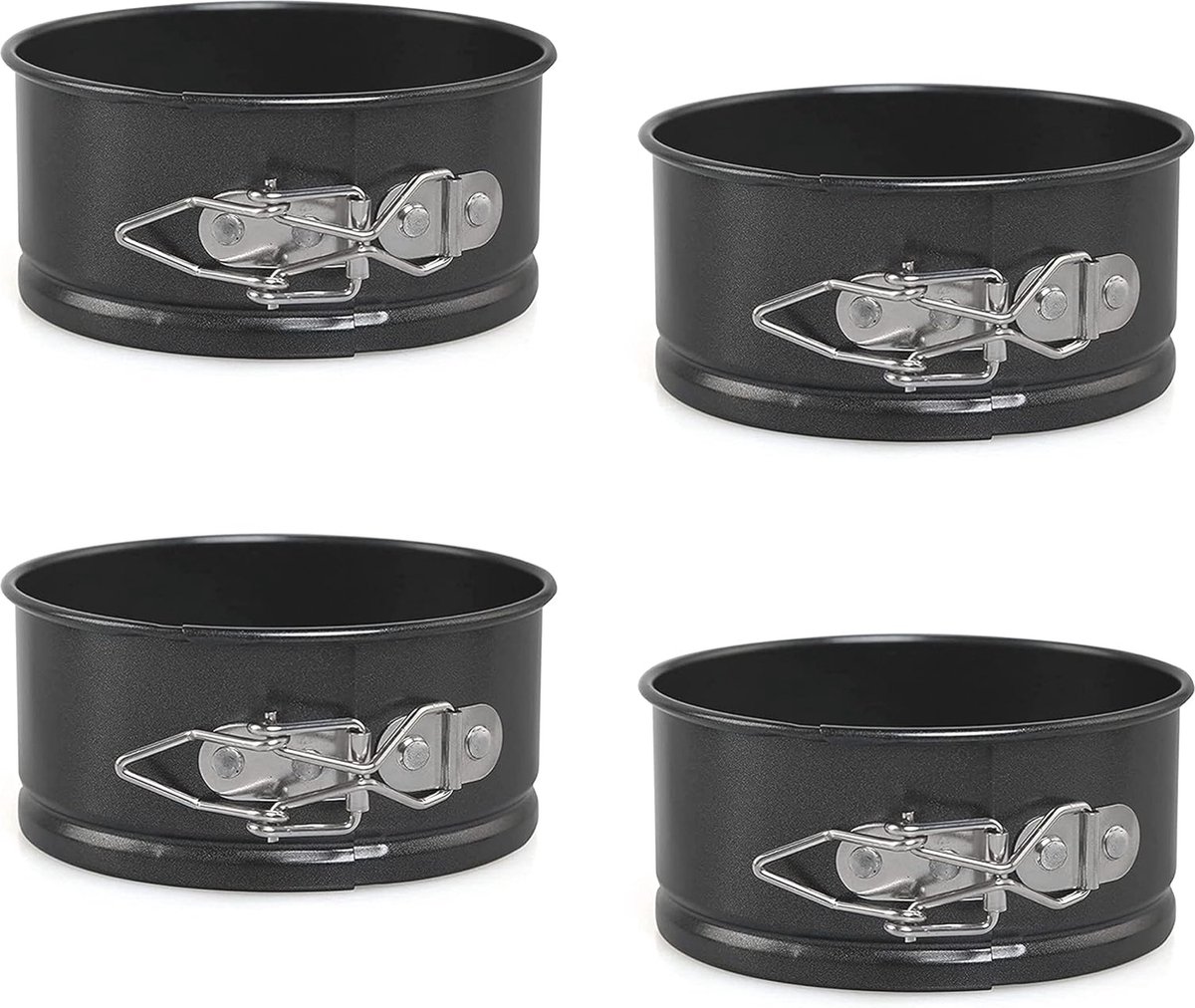 Goedkoopste Set van 4 mini springvormen 10,5 cm - Antiaanbak taartvormen voor cheesecake, taart en quiches