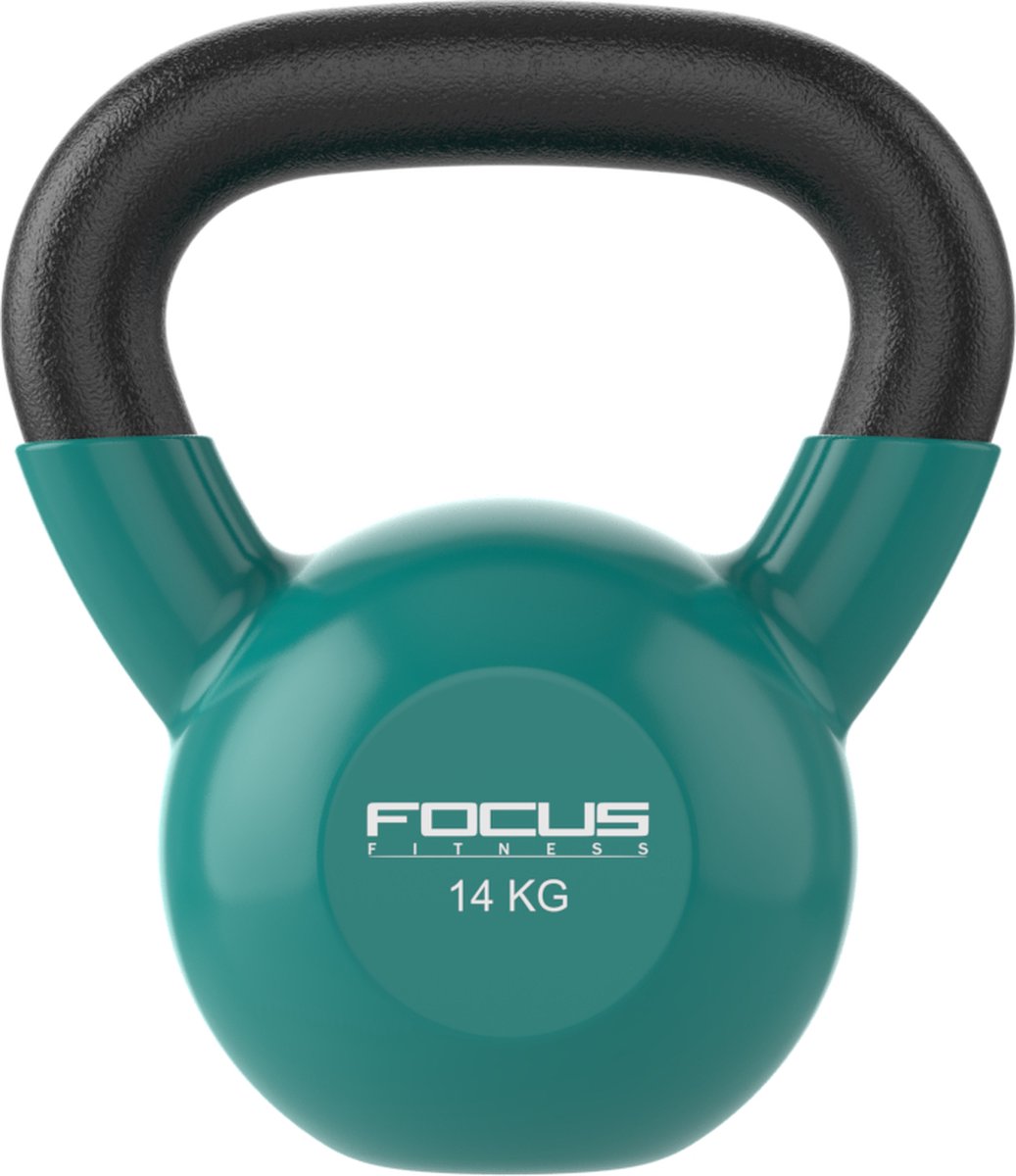 Kettlebell - Focus Fitness Vinyl - 14 kg - Groen