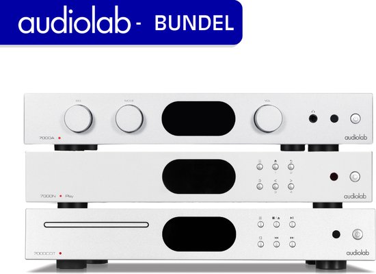 Audiolab 7000A met 7000CDT en 7000N Play Hifi set - Versterker Audio - CD-speler - Draadloze Netwerkspeler - Opticaal & Coax uitgang - Phono – Zilver