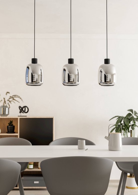 Led Rookglas Bol EGLO connect.z Molochio-Z Smart Hanglamp - LED - 88 cm - Zwart/Smoke ...