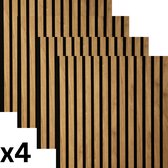 Panneaux muraux acoustiques - 4 PCS - 60x60cm - 3 faces - Teck - Absorption acoustique - Flexible - Design élégant - Akupanel - Panneaux muraux acoustiques - Panneau acoustique - Mur acoustique