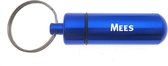 Sleutelhanger - Pillenkoker - Met Naam - Mees - Medicatie - Identiteitskoker - Blauw