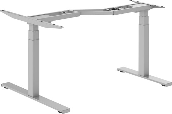 Worktrainer - Lumi Corner - Bureau d'angle assis-debout électrique - Argent