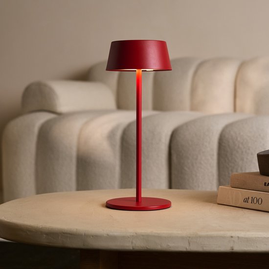 Tavellio Hugo Oplaadbare Tafellamp – H36 – USB en Touch – Tot 120 uur – Bessen Rood
