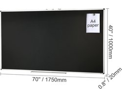 BTD Blackboard - School - Aantekeningen - Kantoor - Werk - Notities - Magnetisch - Aluminium - Bijles - Zwart
