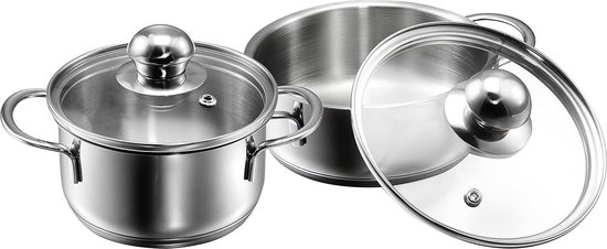 Hoofd pannenset Stilo (roestvrij staal, 10-delig, incl. 5 deksels, inductie