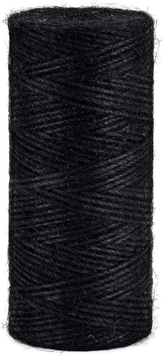 2 mm Jute Touw - ± 160 m - Zwart - Verpakkingskoord Knutselen - Decoratie Tuin