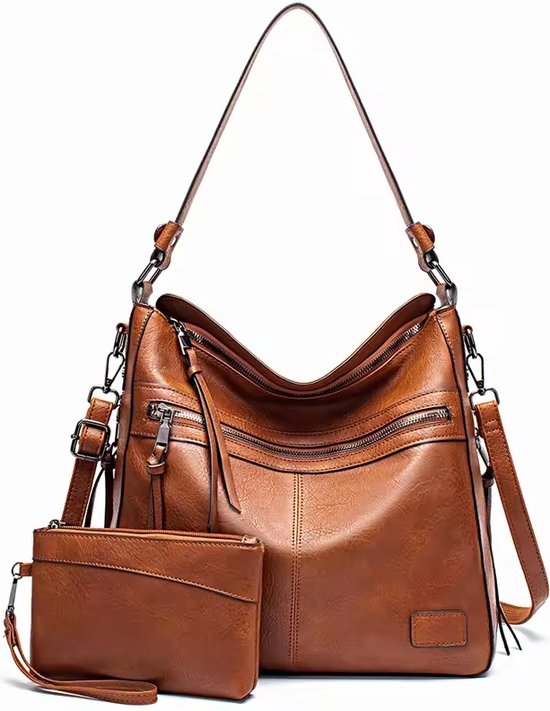 MaberLondon® Sac à main pour femme - Sac à bandoulière et sac à bandoulière - Cuir PU souple (marron)