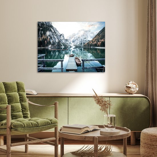 Affiche 80x60 cm - Nature - Montagnes - Neige - Forêt - Bateau - Posters - Décoration chambre - Décoration murale salon - Décoration murale chambre