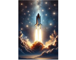 Poster 20x30 cm - Ruimtevaart - Raket - Space - Sterren - Posters - Wanddecoratie tienerkamer - Kamer decoratie voor tieners - Tiener jeugdkamer accessoires