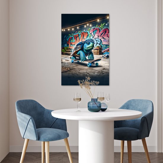Poster 60x90 cm - Tortue - Graffiti - Skateboard - Garçons - Posters - Décoration murale chambre ado - Décoration chambre ados - Accessoires chambre ados