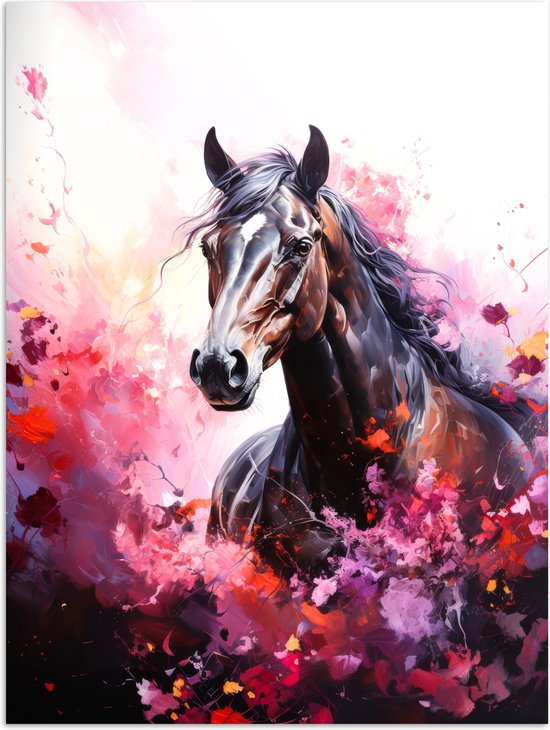 Poster 30x40 cm - Paard - Dieren - Meisje - Roze - Posters - Wanddecoratie tienerkamer - Kamer decoratie voor tieners - Tiener jeugdkamer accessoires