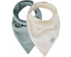 Jollein - Slab Bandana - Katoen - Slabbetjes Baby - 2 Stuks - Velvet Rib Sea Green/Ivory - 2 Stuks