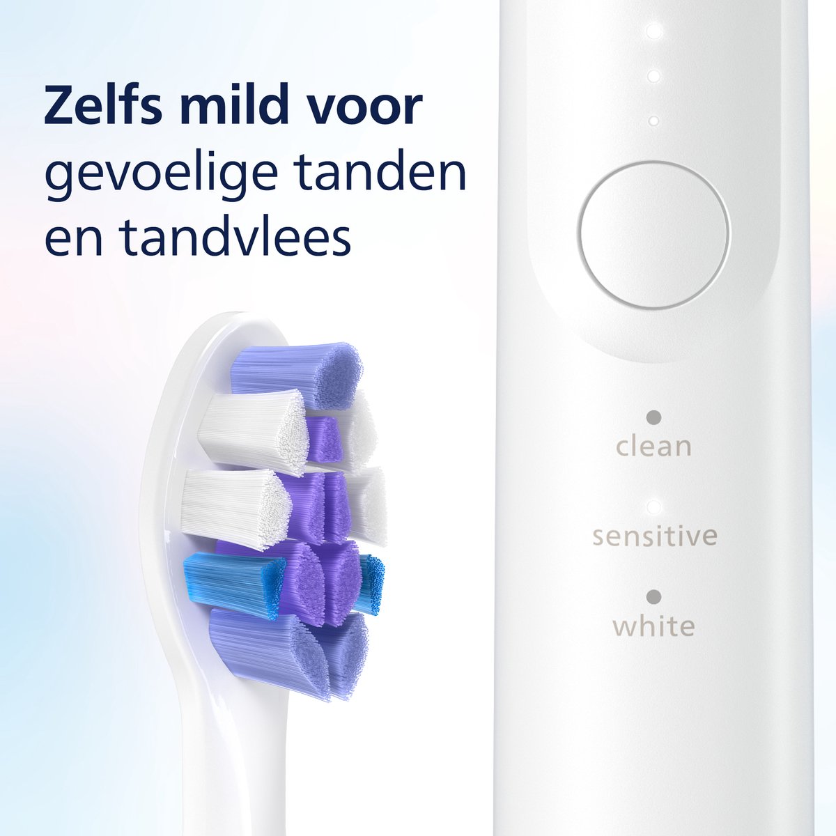 Afbeelding 2 van Philips Sonicare 6100 Series - Elektrische tandenborstel - Wit -Extra Optimal White Opzetborstel - Reisetui - Gevoelige tanden- HX7410/02